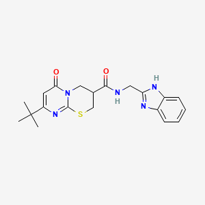 molecular formula C20H23N5O2S B2535622 N-((1H-苯并[d]咪唑-2-基)甲基)-8-(叔丁基)-6-氧代-2,3,4,6-四氢嘧啶并[2,1-b][1,3]噻嗪-3-甲酰胺 CAS No. 1421499-41-3