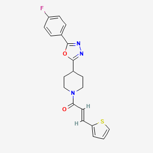 molecular formula C20H18FN3O2S B2535631 (E)-1-(4-(5-(4-fluorophenyl)-1,3,4-oxadiazol-2-yl)piperidin-1-yl)-3-(thiophen-2-yl)prop-2-en-1-one CAS No. 1212782-93-8