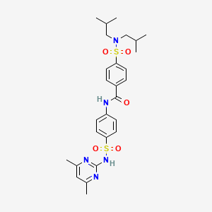 molecular formula C27H35N5O5S2 B2535632 4-(N,N-diisobutylsulfamoyl)-N-(4-(N-(4,6-dimethylpyrimidin-2-yl)sulfamoyl)phenyl)benzamide CAS No. 899351-59-8