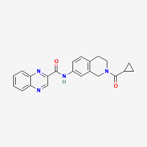 molecular formula C22H20N4O2 B2535633 N-(2-(环丙烷羰基)-1,2,3,4-四氢异喹啉-7-基)喹喔啉-2-甲酰胺 CAS No. 1207055-69-3