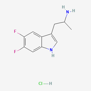 molecular formula C11H13ClF2N2 B2535635 Clorhidrato de 1-(5,6-difluoro-1H-indol-3-il)propan-2-amina CAS No. 2174000-29-2