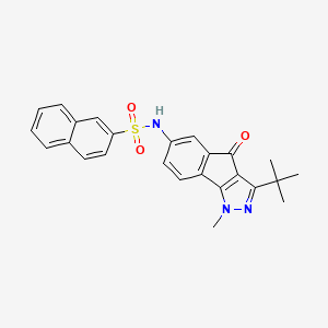 molecular formula C25H23N3O3S B2535637 3-(Tert-butyl)-1-methyl-6-((2-naphthylsulfonyl)amino)indeno[2,3-D]pyrazol-4-one CAS No. 1024523-25-8