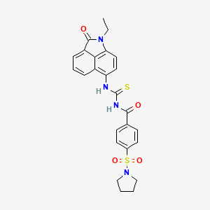 N-((1-ethyl-2-oxo-1,2-dihydrobenzo[cd]indol-6-yl)carbamothioyl)-4-(pyrrolidin-1-ylsulfonyl)benzamide