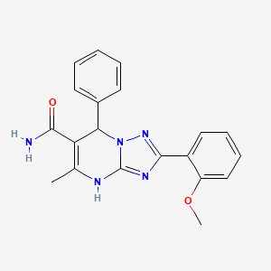 molecular formula C20H19N5O2 B2535643 2-(2-Methoxyphenyl)-5-methyl-7-phenyl-4,7-dihydro-[1,2,4]triazolo[1,5-a]pyrimidine-6-carboxamide CAS No. 538318-85-3