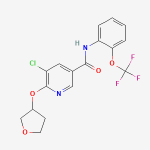 molecular formula C17H14ClF3N2O4 B2535647 5-氯-6-((四氢呋喃-3-基)氧基)-N-(2-(三氟甲氧基)苯基)烟酰胺 CAS No. 1903334-44-0