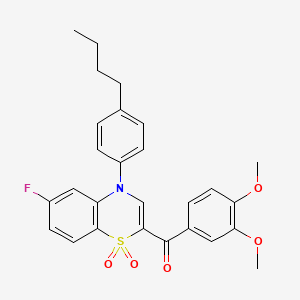 molecular formula C27H26FNO5S B2535649 [4-(4-butylphenyl)-6-fluoro-1,1-dioxido-4H-1,4-benzothiazin-2-yl](3,4-dimethoxyphenyl)methanone CAS No. 1114659-07-2