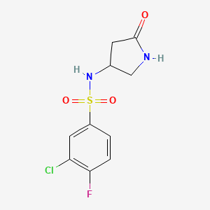 molecular formula C10H10ClFN2O3S B2535652 3-chloro-4-fluoro-N-(5-oxopyrrolidin-3-yl)benzenesulfonamide CAS No. 1396858-68-6