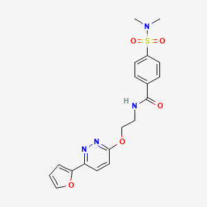 molecular formula C19H20N4O5S B2535658 4-(N,N-二甲基磺酰胺基)-N-(2-((6-(呋喃-2-基)嘧啶-3-基)氧基)乙基)苯甲酰胺 CAS No. 920241-17-4