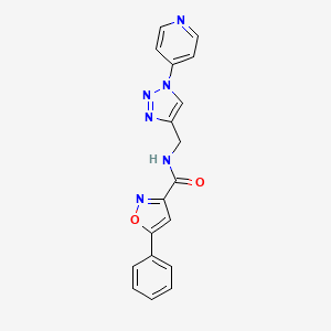 molecular formula C18H14N6O2 B2535663 5-phenyl-N-((1-(pyridin-4-yl)-1H-1,2,3-triazol-4-yl)methyl)isoxazole-3-carboxamide CAS No. 2034379-22-9