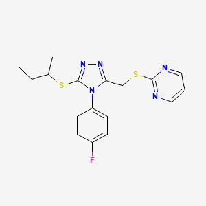 molecular formula C17H18FN5S2 B2535667 2-[[5-Butan-2-ylsulfanyl-4-(4-fluorophenyl)-1,2,4-triazol-3-yl]methylsulfanyl]pyrimidine CAS No. 868221-66-3