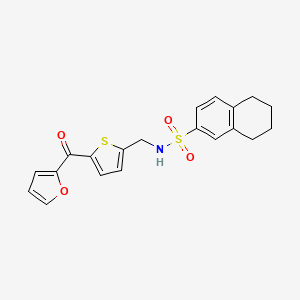 molecular formula C20H19NO4S2 B2535677 N-((5-(呋喃-2-羰基)噻吩-2-基)甲基)-5,6,7,8-四氢萘-2-磺酰胺 CAS No. 1797182-54-7