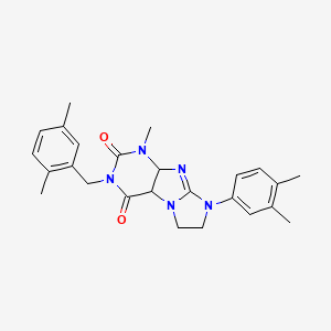 molecular formula C25H27N5O2 B2535678 8-(3,4-dimethylphenyl)-3-[(2,5-dimethylphenyl)methyl]-1-methyl-1H,2H,3H,4H,6H,7H,8H-imidazo[1,2-g]purine-2,4-dione CAS No. 872842-97-2