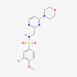 molecular formula C16H19ClN4O4S B2535682 3-氯-4-甲氧基-N-((4-吗啉嘧啶-2-基)甲基)苯磺酰胺 CAS No. 1797805-65-2