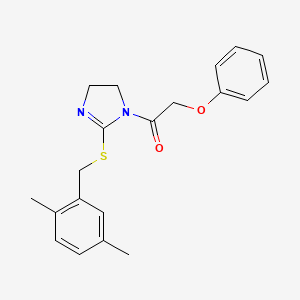 molecular formula C20H22N2O2S B2535701 1-(2-((2,5-dimethylbenzyl)thio)-4,5-dihydro-1H-imidazol-1-yl)-2-phenoxyethanone CAS No. 851804-55-2