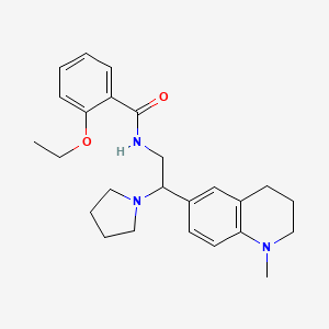 molecular formula C25H33N3O2 B2535703 2-ethoxy-N-(2-(1-methyl-1,2,3,4-tetrahydroquinolin-6-yl)-2-(pyrrolidin-1-yl)ethyl)benzamide CAS No. 922112-55-8