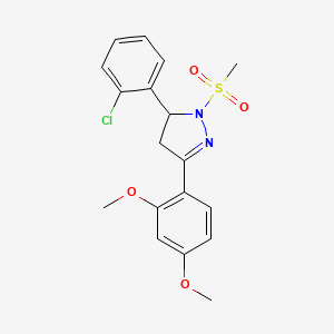 molecular formula C18H19ClN2O4S B2535710 5-(2-chlorophenyl)-3-(2,4-dimethoxyphenyl)-1-methanesulfonyl-4,5-dihydro-1H-pyrazole CAS No. 1796965-64-4