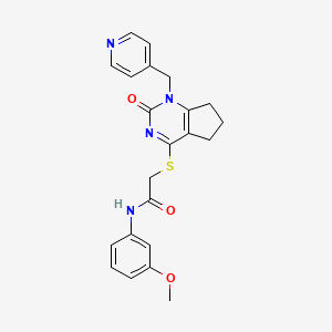 molecular formula C22H22N4O3S B2535713 N-(3-methoxyphenyl)-2-((2-oxo-1-(pyridin-4-ylmethyl)-2,5,6,7-tetrahydro-1H-cyclopenta[d]pyrimidin-4-yl)thio)acetamide CAS No. 932961-81-4