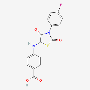 molecular formula C16H11FN2O4S B2535716 4-{[3-(4-Fluorophenyl)-2,4-dioxo-1,3-thiazolidin-5-yl]amino}benzoic acid CAS No. 1025736-71-3