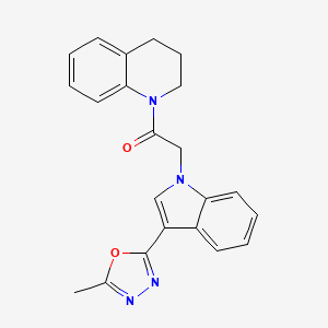 molecular formula C22H20N4O2 B2535724 1-(3,4-dihydroquinolin-1(2H)-yl)-2-(3-(5-methyl-1,3,4-oxadiazol-2-yl)-1H-indol-1-yl)ethanone CAS No. 1021074-33-8