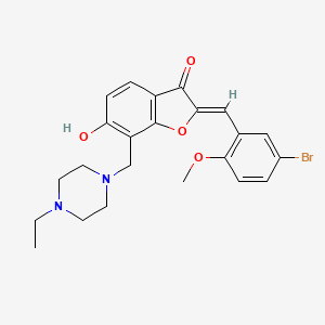 molecular formula C23H25BrN2O4 B2535739 (Z)-2-(5-bromo-2-methoxybenzylidene)-7-((4-ethylpiperazin-1-yl)methyl)-6-hydroxybenzofuran-3(2H)-one CAS No. 929433-45-4