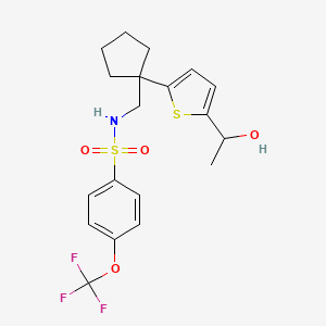 molecular formula C19H22F3NO4S2 B2535740 N-((1-(5-(1-羟乙基)噻吩-2-基)环戊基)甲基)-4-(三氟甲氧基)苯磺酰胺 CAS No. 2034569-71-4