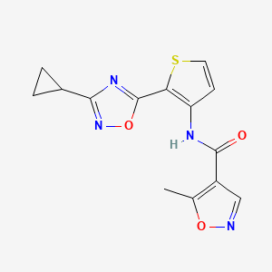 molecular formula C14H12N4O3S B2535744 N-[2-(3-ciclopropil-1,2,4-oxadiazol-5-il)tiofen-3-il]-5-metil-1,2-oxazol-4-carboxamida CAS No. 1788675-23-9