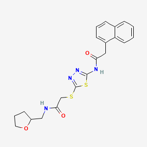 molecular formula C21H22N4O3S2 B2535750 2-(naphthalen-1-yl)-N-(5-((2-oxo-2-(((tetrahydrofuran-2-yl)methyl)amino)ethyl)thio)-1,3,4-thiadiazol-2-yl)acetamide CAS No. 868973-22-2