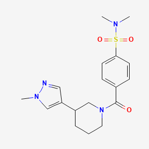 molecular formula C18H24N4O3S B2535752 N,N-dimethyl-4-[3-(1-methyl-1H-pyrazol-4-yl)piperidine-1-carbonyl]benzene-1-sulfonamide CAS No. 2320583-45-5