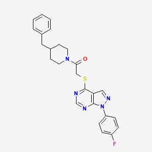 molecular formula C25H24FN5OS B2535759 1-(4-ベンジルピペリジン-1-イル)-2-((1-(4-フルオロフェニル)-1H-ピラゾロ[3,4-d]ピリミジン-4-イル)チオ)エタノン CAS No. 893934-06-0