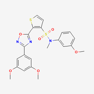 molecular formula C22H21N3O6S2 B2535761 2-[3-(3,5-dimethoxyphenyl)-1,2,4-oxadiazol-5-yl]-N-(3-methoxyphenyl)-N-methylthiophene-3-sulfonamide CAS No. 1206989-00-5