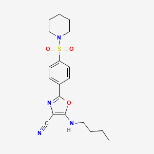 molecular formula C19H24N4O3S B2535764 5-(Butylamino)-2-(4-(piperidin-1-ylsulfonyl)phenyl)oxazole-4-carbonitrile CAS No. 941243-49-8