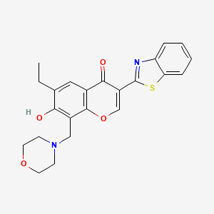 molecular formula C23H22N2O4S B2535768 3-(ベンゾ[d]チアゾール-2-イル)-6-エチル-7-ヒドロキシ-8-(モルホリノメチル)-4H-クロメン-4-オン CAS No. 222716-32-7