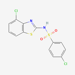 molecular formula C13H8Cl2N2O2S2 B2535774 4-chloro-N-(4-chlorobenzo[d]thiazol-2-yl)benzenesulfonamide CAS No. 946223-61-6