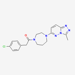 molecular formula C19H21ClN6O B2535775 2-(4-Chlorophenyl)-1-[4-(3-methyl-[1,2,4]triazolo[4,3-b]pyridazin-6-yl)-1,4-diazepan-1-yl]ethanone CAS No. 2310011-33-5