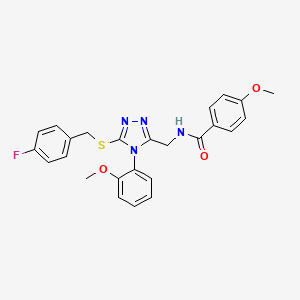 molecular formula C25H23FN4O3S B2535781 N-((5-((4-fluorobenzyl)thio)-4-(2-methoxyphenyl)-4H-1,2,4-triazol-3-yl)methyl)-4-methoxybenzamide CAS No. 476450-47-2