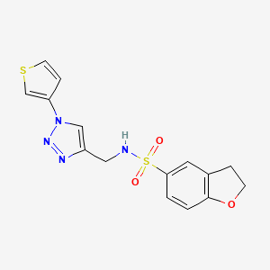 molecular formula C15H14N4O3S2 B2535788 N-((1-(thiophen-3-yl)-1H-1,2,3-triazol-4-yl)methyl)-2,3-dihydrobenzofuran-5-sulfonamide CAS No. 2034386-94-0