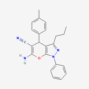 6-Amino-4-(4-methylphenyl)-1-phenyl-3-propyl-1,4-dihydropyrano[2,3-c]pyrazole-5-carbonitrile