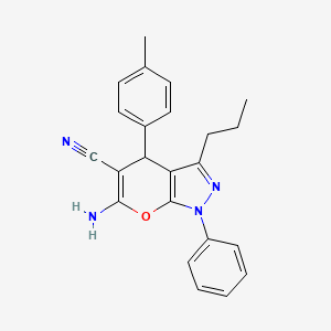 molecular formula C23H22N4O B2535789 6-氨基-4-(4-甲基苯基)-1-苯基-3-丙基-1,4-二氢吡喃并[2,3-c]吡唑-5-腈 CAS No. 401590-09-8