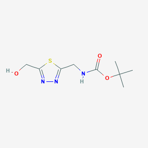 molecular formula C9H15N3O3S B2535790 Tert-butyl N-[[5-(hydroxymethyl)-1,3,4-thiadiazol-2-yl]methyl]carbamate CAS No. 2413883-35-7