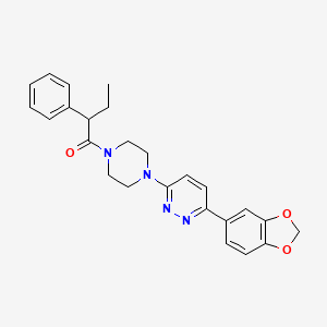 molecular formula C25H26N4O3 B2535792 1-(4-(6-(Benzo[d][1,3]dioxol-5-yl)pyridazin-3-yl)piperazin-1-yl)-2-phenylbutan-1-one CAS No. 1049309-90-1