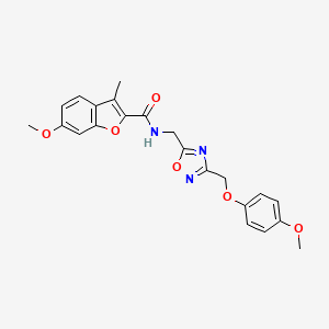 6-methoxy-N-((3-((4-methoxyphenoxy)methyl)-1,2,4-oxadiazol-5-yl)methyl)-3-methylbenzofuran-2-carboxamide