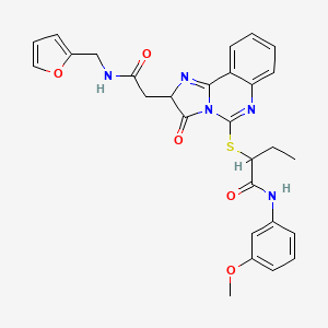 molecular formula C28H27N5O5S B2535796 N-(3-méthoxyphényl)-2-({[2-({[(furan-2-yl)méthyl]carbamoyl}méthyl)-3-oxo-2H,3H-imidazo[1,2-c]quinazolin-5-yl]sulfanyl}butanamide CAS No. 1024317-73-4