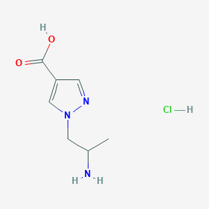 molecular formula C7H12ClN3O2 B2535798 1-(2-Aminopropyl)pyrazole-4-carboxylic acid;hydrochloride CAS No. 2260931-21-1