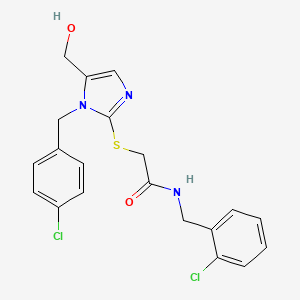 N-(2-chlorobenzyl)-2-((1-(4-chlorobenzyl)-5-(hydroxymethyl)-1H-imidazol-2-yl)thio)acetamide