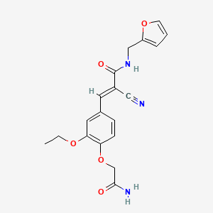 molecular formula C19H19N3O5 B2535805 (E)-3-[4-(2-amino-2-oxoethoxy)-3-ethoxyphenyl]-2-cyano-N-(furan-2-ylmethyl)prop-2-enamide CAS No. 337334-73-3