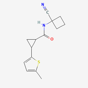 molecular formula C14H16N2OS B2535807 N-(1-Cyanocyclobutyl)-2-(5-methylthiophen-2-yl)cyclopropane-1-carboxamide CAS No. 1465408-52-9