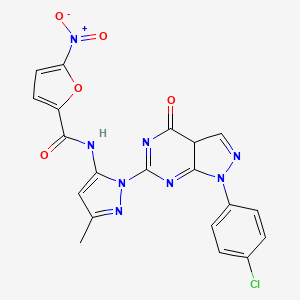 molecular formula C20H13ClN8O5 B2535809 N-{1-[1-(4-氯苯基)-4-氧代-1H,4H,5H-吡唑并[3,4-d]嘧啶-6-基]-3-甲基-1H-吡唑-5-基}-5-硝基呋喃-2-甲酰胺 CAS No. 1172742-73-2