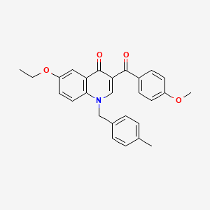 molecular formula C27H25NO4 B2535824 6-Ethoxy-3-(4-methoxybenzoyl)-1-[(4-methylphenyl)methyl]-1,4-dihydroquinolin-4-one CAS No. 904450-90-4