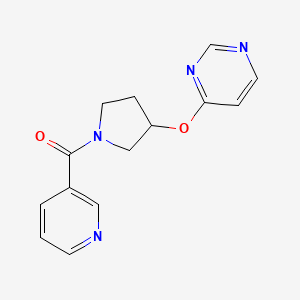 molecular formula C14H14N4O2 B2535852 Pyridin-3-yl(3-(pyrimidin-4-yloxy)pyrrolidin-1-yl)methanone CAS No. 2034297-49-7