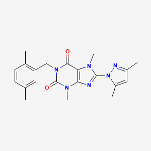 molecular formula C21H24N6O2 B2535859 8-(3,5-dimethyl-1H-pyrazol-1-yl)-1-(2,5-dimethylbenzyl)-3,7-dimethyl-1H-purine-2,6(3H,7H)-dione CAS No. 1014074-75-9